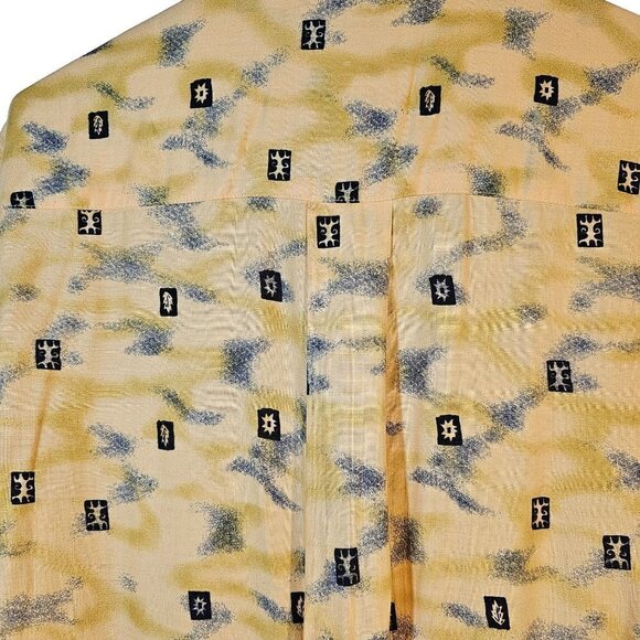 90s Ron Chereskin Hawaiian Shirt Beach Woody Surfer Pattern Rayon Mens M Yellow - Picture 8 of 10
